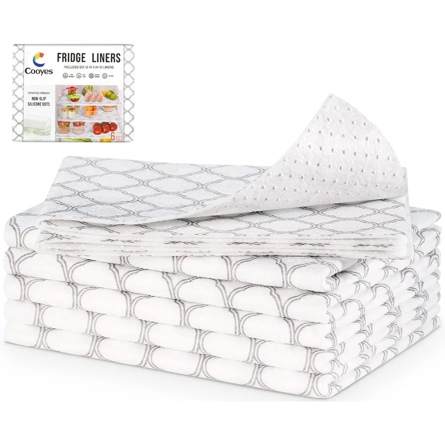 

Нескользящие вкладыши для холодильника 2 в 1, коврики для холодильника и свежие вкладыши для полок для хранения, впитывающие лишность влаги, не содержит BPA, несколько размеров для