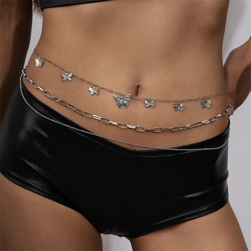 

Fashion Metal Butterfly Belly Waist Chain for Women Sexy Multilayer Waist Chain Body Jewelry Girls Summer Beach Holiday Gifts