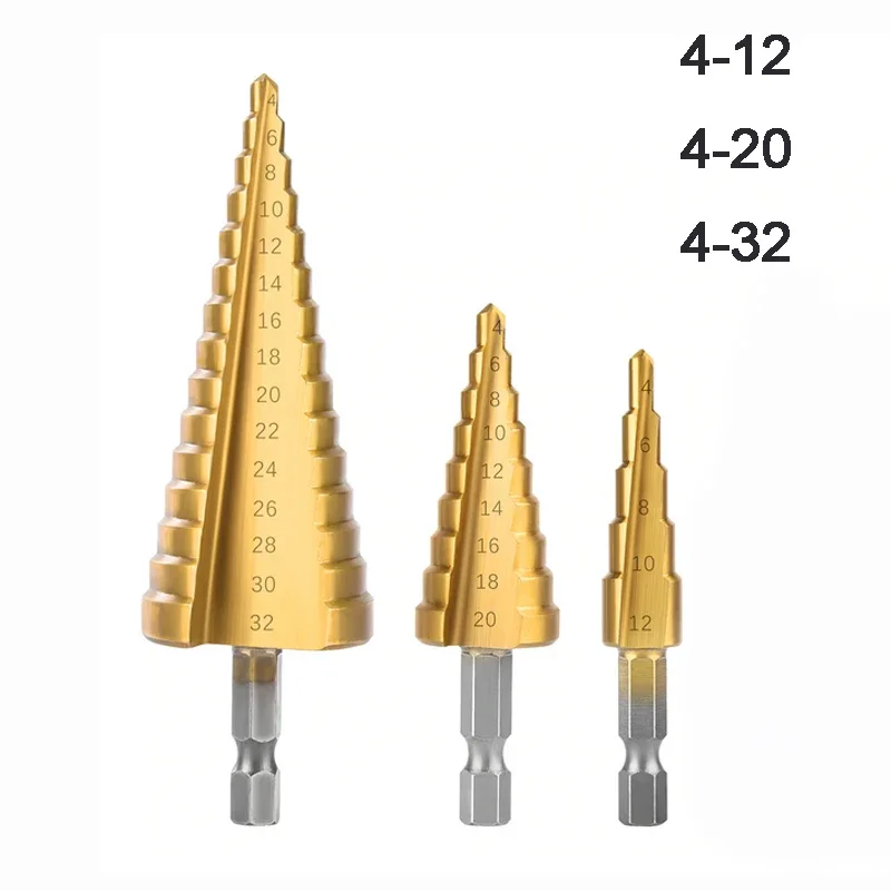 4-32mm HSS High Speed Steel Electric Wrench Special Step Drill Bit Iron Plate Drilling Hole Opener Multifunctional Step Drill