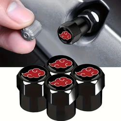 4pcs Naruto Akatsuki Universal Auto Wheel Tire Valve Tyre Air Case for Red Cloud Anime Aluminum Alloy Car Accessories Car Decor