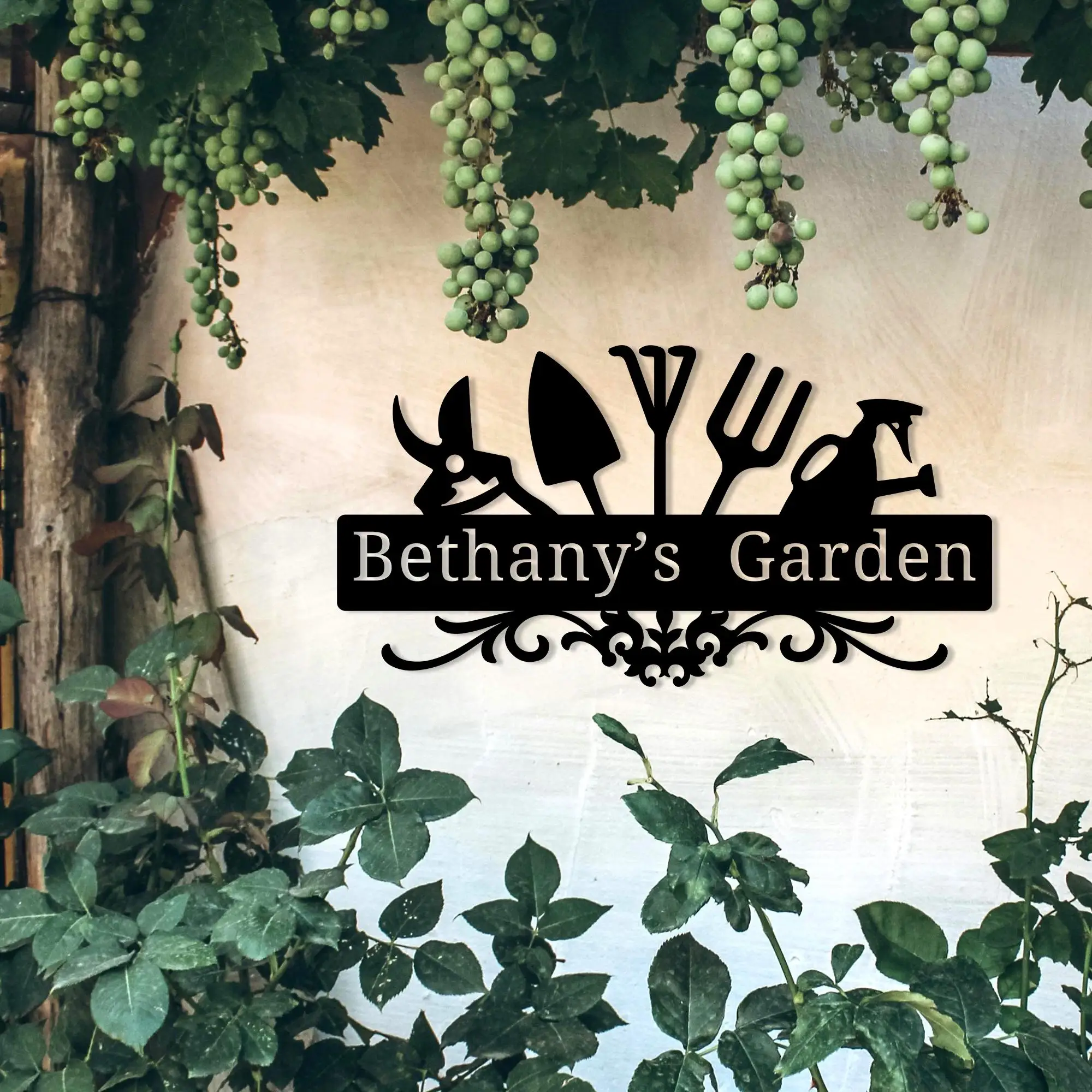 Custom Garden Hanging Sign Personalized Garden Metal Name Sign Garden Wall Art Garden Decor Gardener