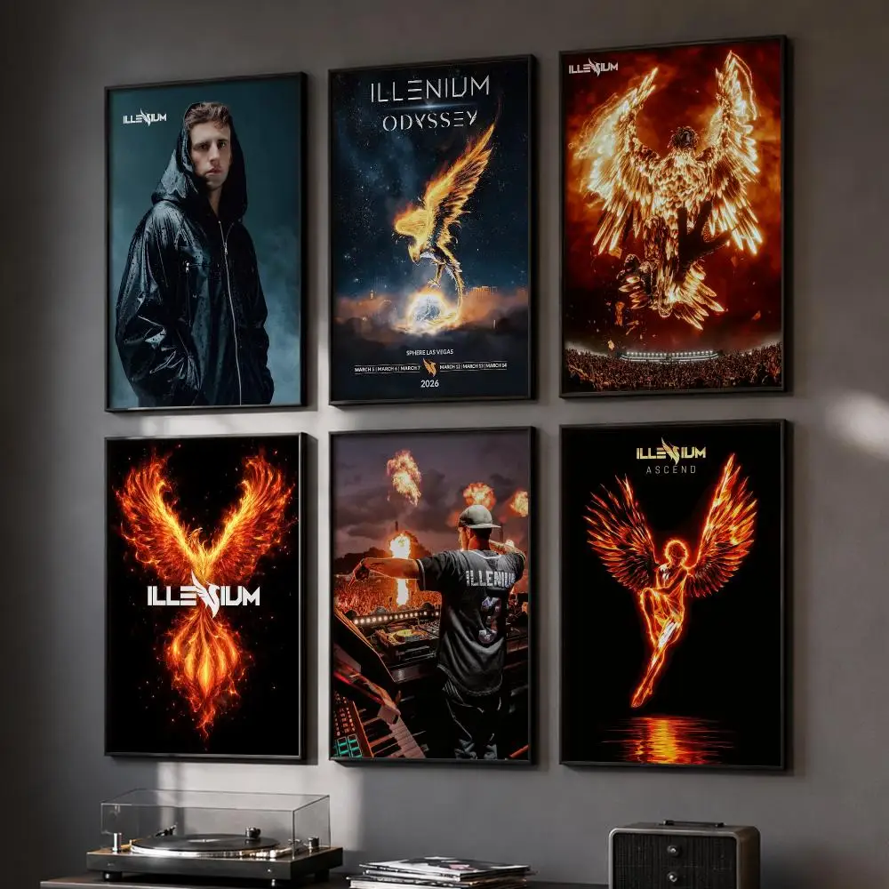 Electronic Music i-illenium Poster Peel and Stick Art Print for Dorm Room Bedroom Living Room Hallway Office Wall Decor Gift