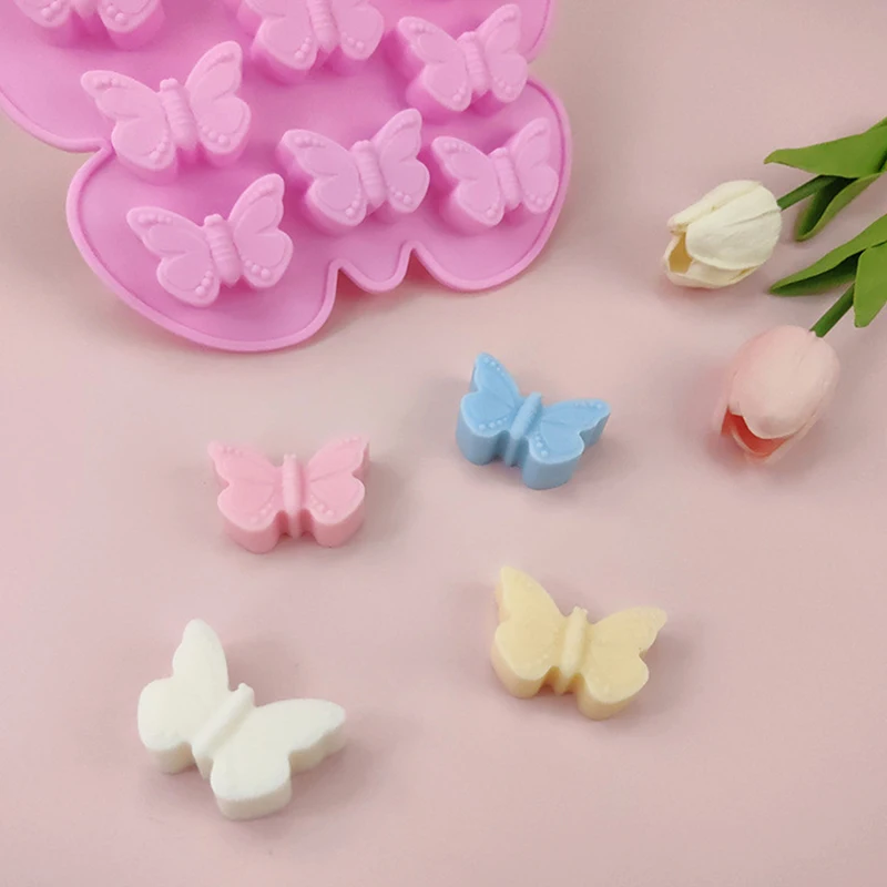 3D Porous Butterfly Silicone Biscuit Baking Mold Heart Chocolate Candy Jelly Ice Oven Mould Cake Decor Soap Candle Making Set