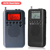 HRD-104 Pocket Radio Stereo Antenna Digital Tuning Radio LCD Display Radio FM AM Pocket with Driver Speaker Rechargeable