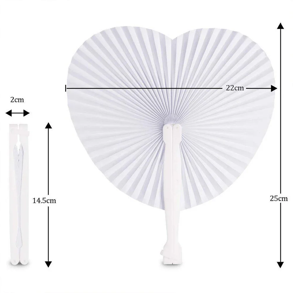 5-36pcs White Heart Shape Folding Fan Blank Fan Festival Hand Fans Party Gift DIY Painting Birthday Wedding Party Decoration