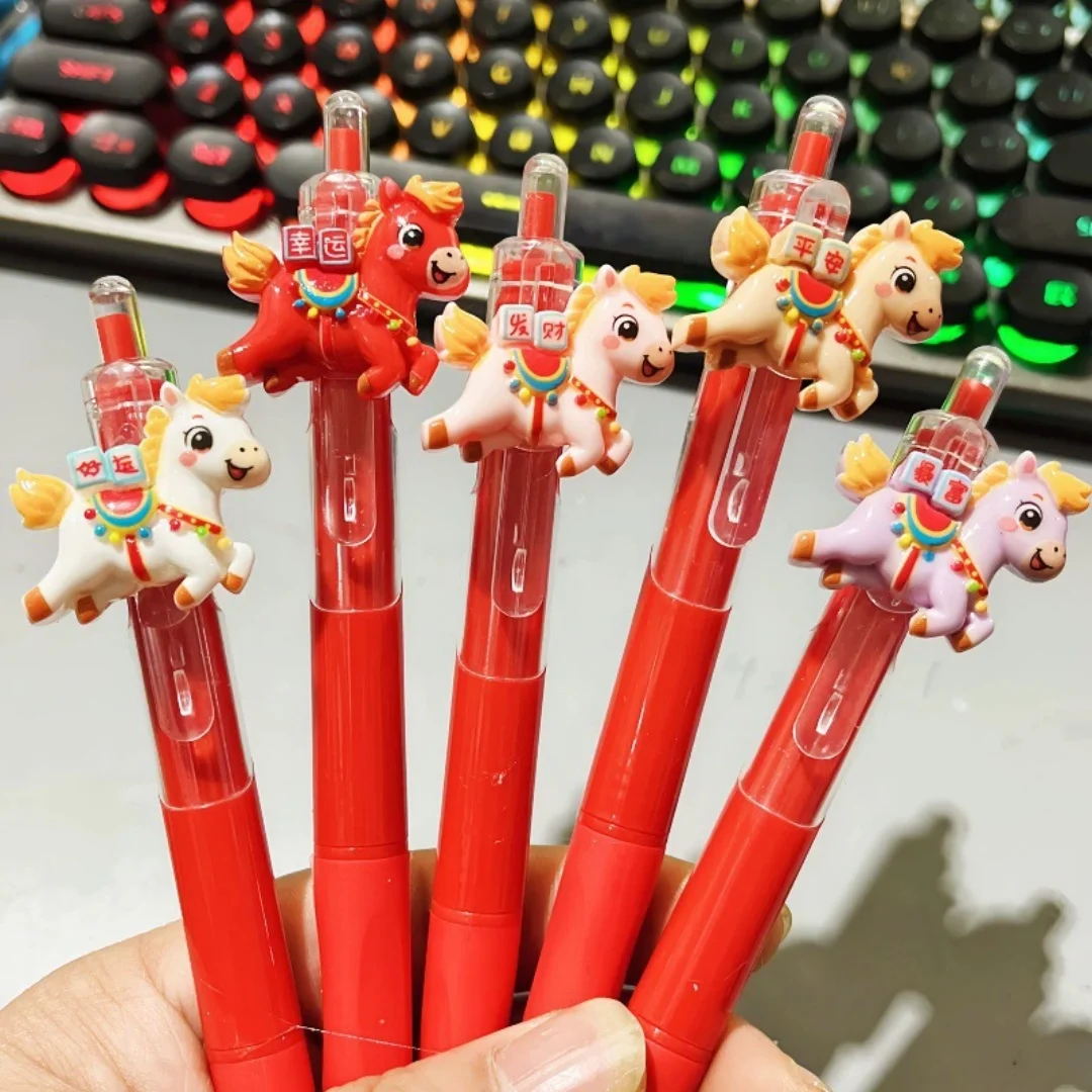 New Year Of House Kawaii Gel Pen 0.5mm Quick-Dry Red & Black Ink-Smooth Writing Pens Neutral Pen Student School Office Accessori