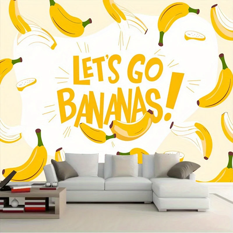 Yellow with cartoon bananas, perfect for birthday and holiday celebrations, home decor, and studios