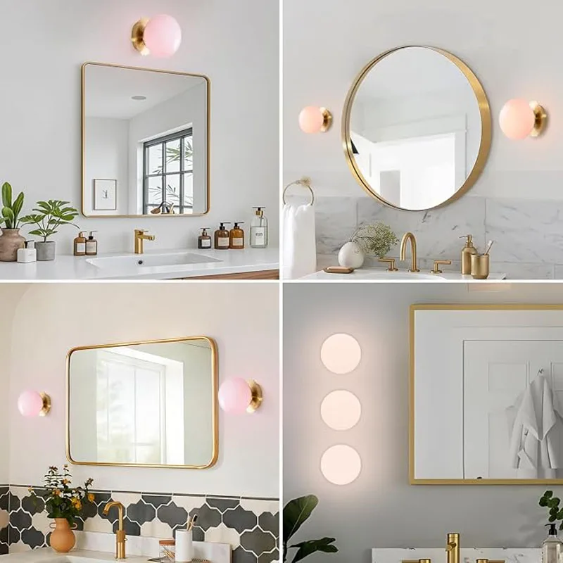 Modern Creative LED Wall Light Bubble Ball Glass Wall Lamp Pink Bedhead Night Light Decorative Corridor Decorative Lighting