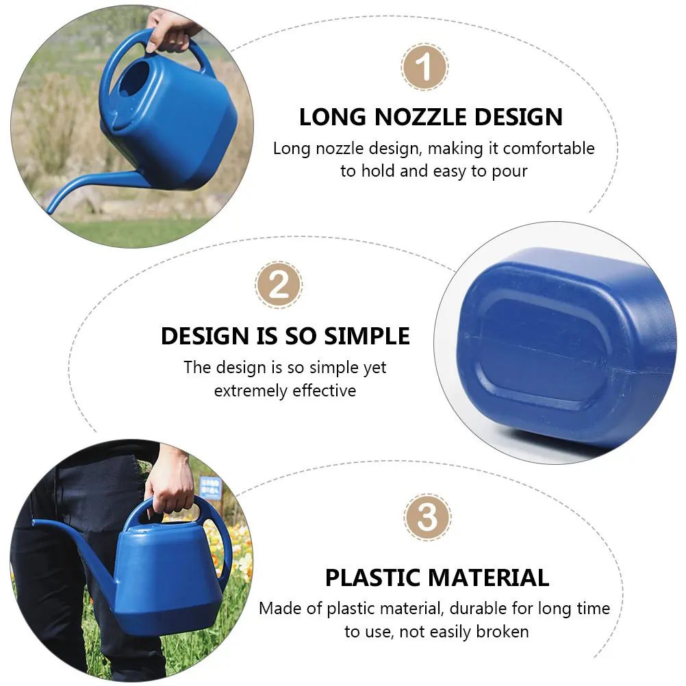 

1pc Large Capacity Watering Blue Long Spout Durable Plastic For Succulent Plants Garden Flower Pot Watering Kettle