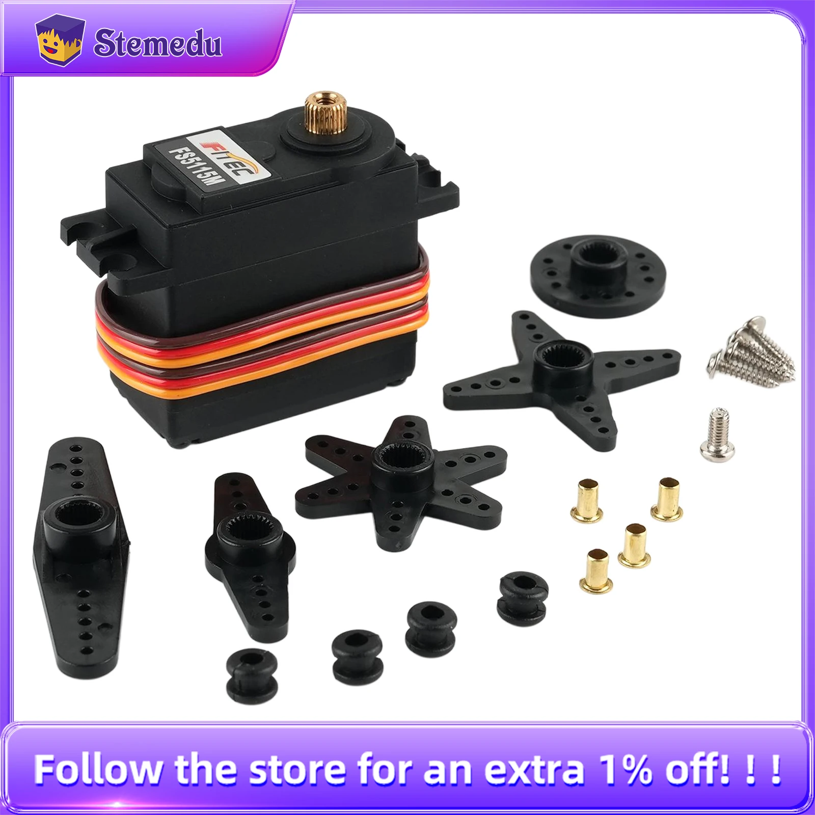 Feetech FS5115M 15kg.cm 고토크 RC 서보 메탈 기어 서보 모터 180도 스티어링 로봇 팔 시스템 RC 로봇 크롤러용