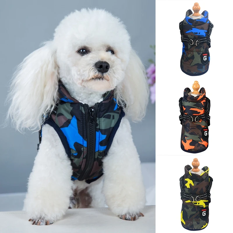 Pet Sleeveless Cotton Padded Vest Jacket Warm Ski Suit Dog Waistcoat Cosy Sweatshirt Cat Durable Chest Strap Winter Clothing