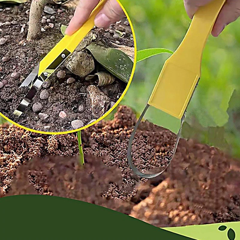 1 قطعة المدمجة الراحة اليد حلقة Weeder دليل قطع جذور الاعشاب المعادن شفرة حادة مزيل الاعشاب لساحة الحديقة والزراعة