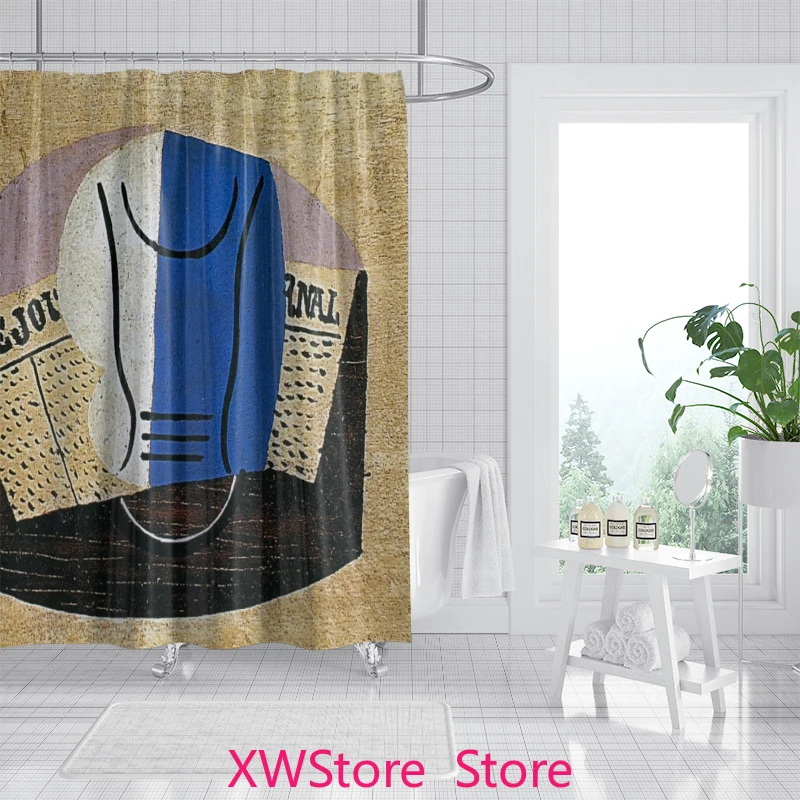 

Light Luxury Abstract Painting Modern Minimalist Shower Curtain Waterproof and Mildew Resistant