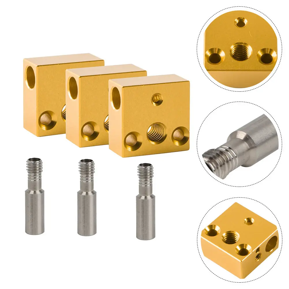 

1Set 3D Printer Heating Block Aluminum Heat Block Kit Reliable High Temperature Extruder Part for Ender-3 Replacement Stainless