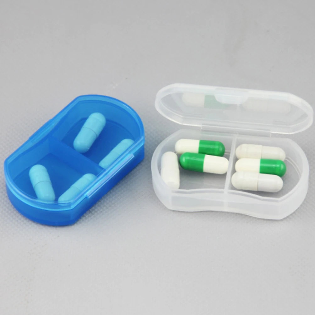 

Portable 2 Grids Pill Boxes Containers Medicine Storage ganizer White Case for Travel Daily Use Safe Dustproof
