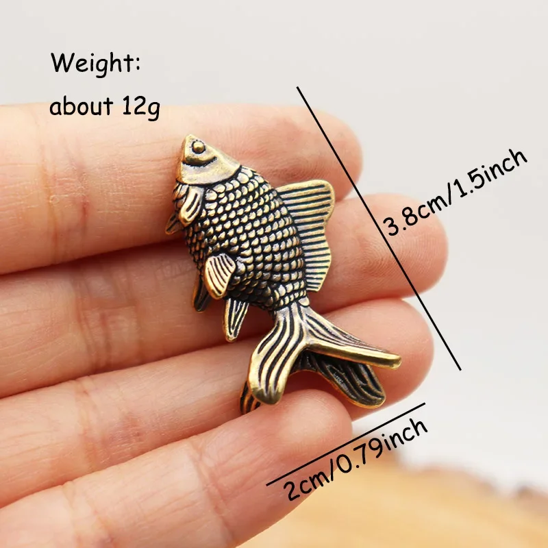 

Brass Goldfish Figurines Retro Lucky Animal Statue Miniatures Ornament Home Decor Desk Decoration Tea Pet Cute Gifts