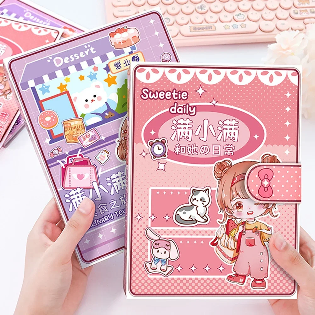 الإبداعية Diy الرسوم المتحركة كتاب هادئ فتاة اللباس الأطفال التعليمية اليدوية ورقة كتاب دمية مجموعة كاملة الغذاء الحياة اليومية #5