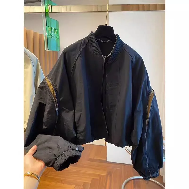 New Fashion Zipper Design Sense Niche Loose Casual Short Jacket Joker top Baseball Uniform Coat Women's Spring and Autumn Models