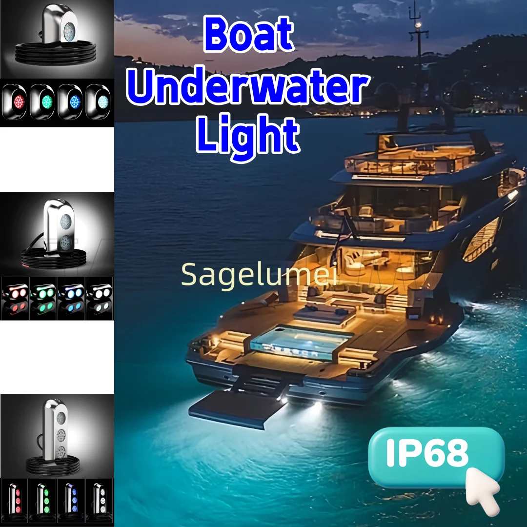 18/36/54LEDs Boat Light Universal Stainless Steel Waterproof Boat Underwater Pontoon Transom Lamp Yacht Cabin Deck Tail Light