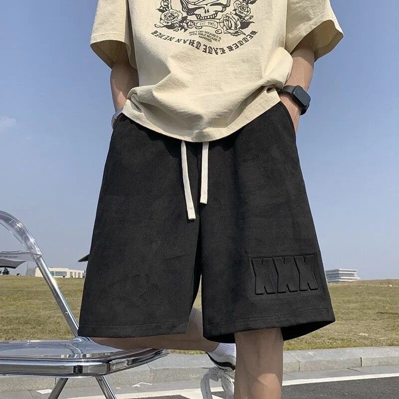 Amerikanische Shorts für Herren und Damen, Übergröße, bis 150 kg Tragkraft, locker geschnitten, für sommerlichen, heißer Wetter, knielang, mit Buchstaben-Print