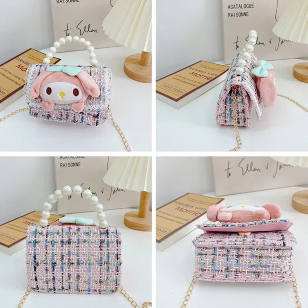 Cinnamorol Mymelody Shoulder Bags Cartoon Square Tote Sanrio Fashion Handbag All-Match Diagonal Bags Anime Wallet Pouch for Kids