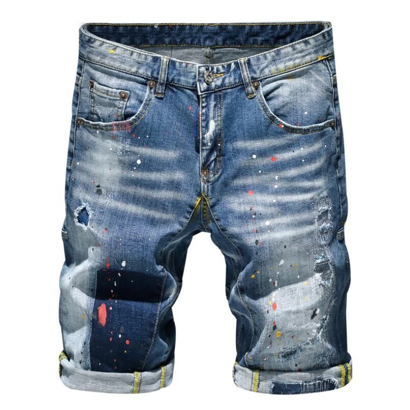 Men Summer Black Denim Shorts Holes Short Jeans Good Quality Men Fit Casual Jeans Shorts New Fashion Male High Streetwear Jeans