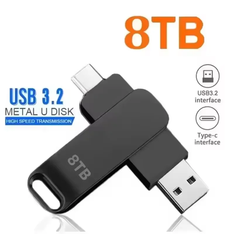 16TB USB 3.2 Flash-Laufwerke Hochgeschwindigkeits-Übertragung Metall-Pendrive Speicherkarte Pendrive Flash-Disk Wasserdichter Speicherstick