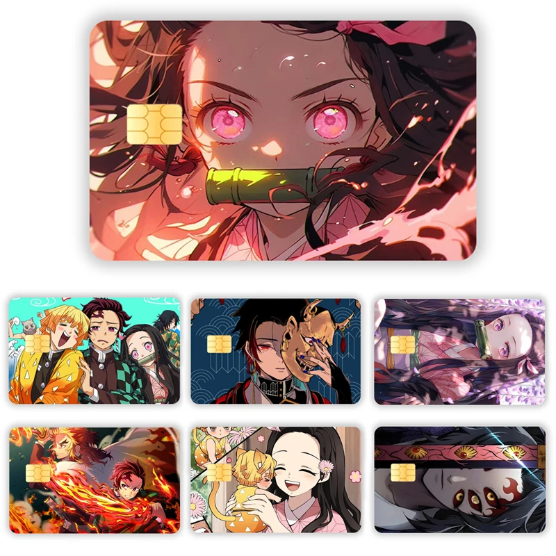 Demon Slayer Blade Stove Gate You Beans PVC Anime Credit Debt Bank Card Bus Card Front Skin Sticker Chip