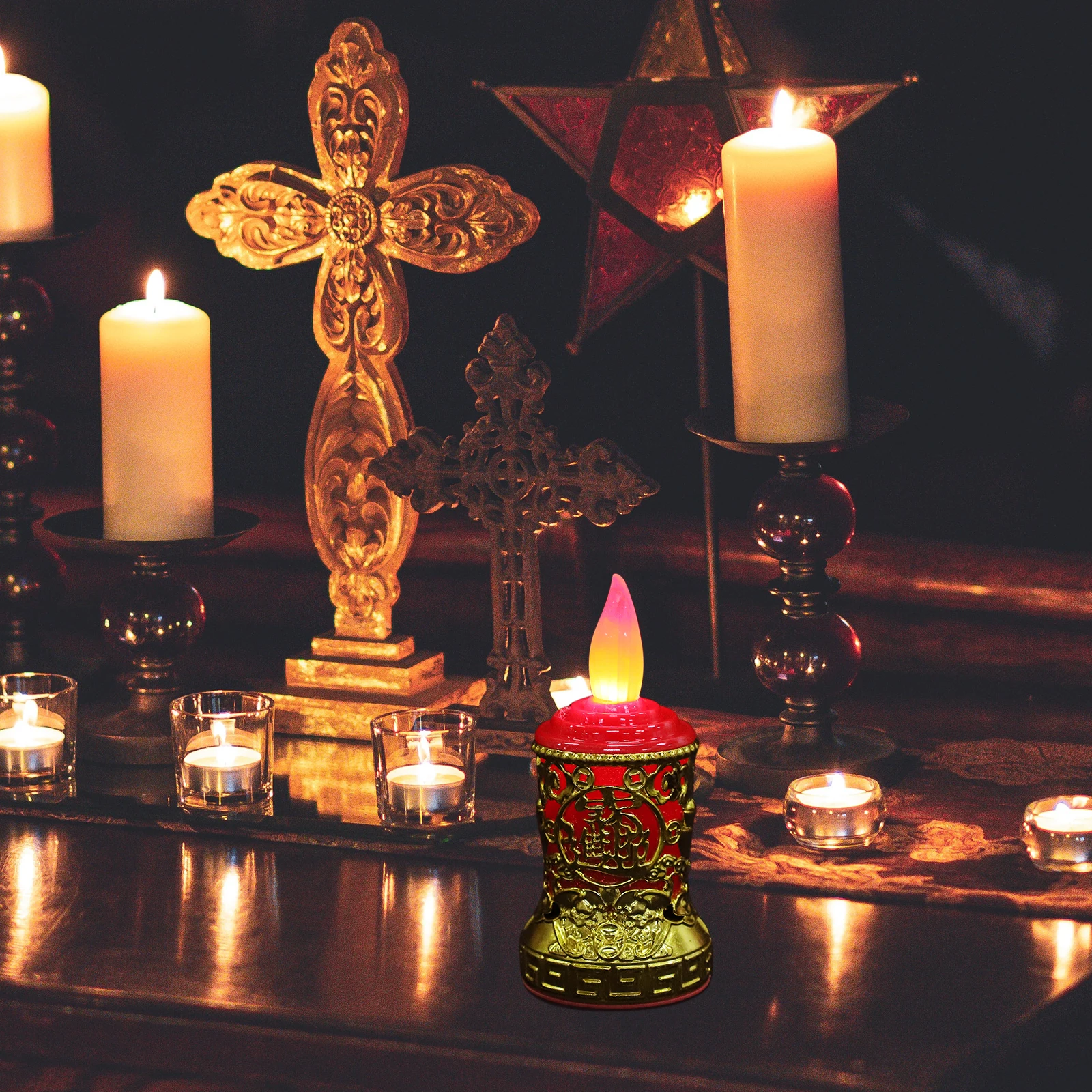 

Plastic LED Electronic Candles Warm Flameless Light Rechargeable Altar Decor Chinese New Year Gifts LED Lamp Lighting