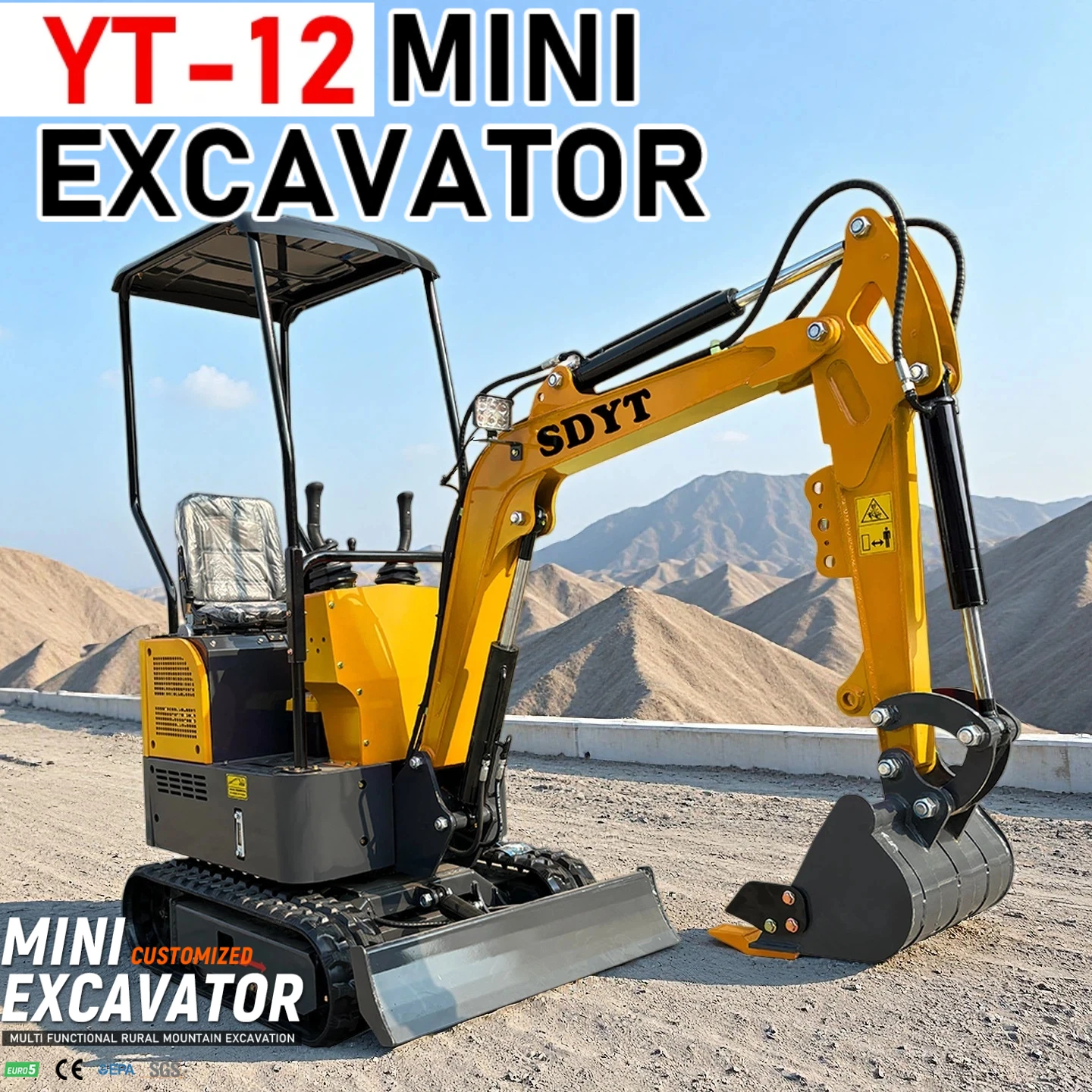 Mini pelle à haute efficacité, ingénierie à l'échelle du centre commercial, rayon de fonctionnement réglable personnalisé de 2,6 tonnes, vitesse de fonctionnement rapide