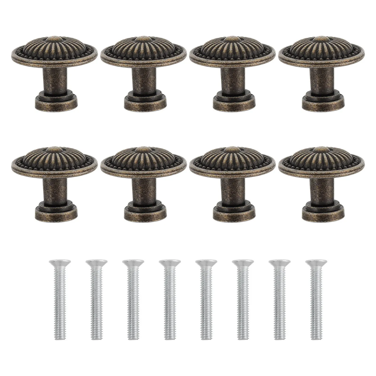 

8Sets Vintage Zinc Alloy Single Hole Drawer Pull Handles Round Floral Design for Cabinets Furniture Home Renovation Projects