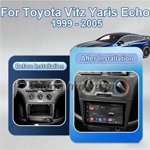 Imagen 2 del producto Android 15 para Toyota Vitz Yaris Echo 1999-2005 Carplay Auto Radio reproductor de vídeo Multimedia navegación GPS No 2Din 2 Din DVD
