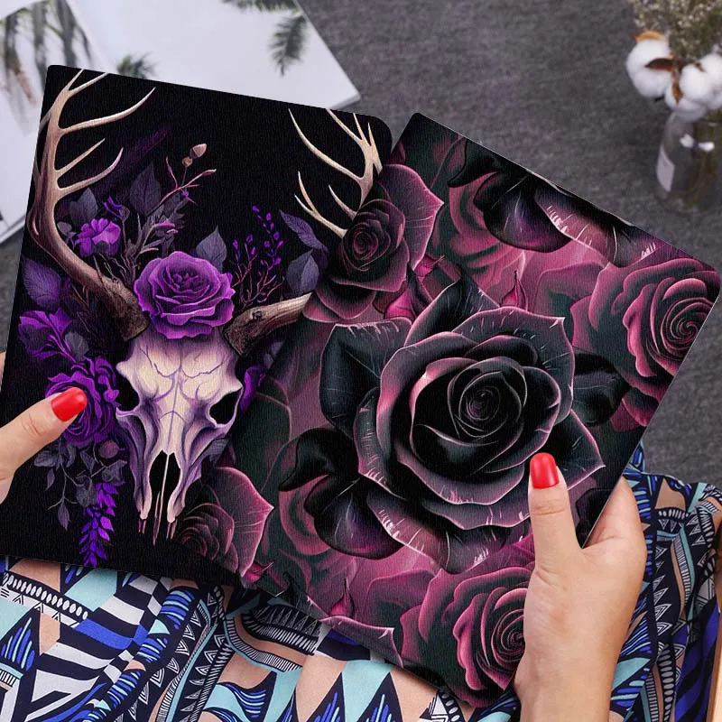 

Dark Purple Rose Pattern Gift Tablet Case For Huawei Honor MatePad MediaPad Air 5 6 7 11 V6 V7 V8 V9 X9 X8 T10 T10s C5e T5
