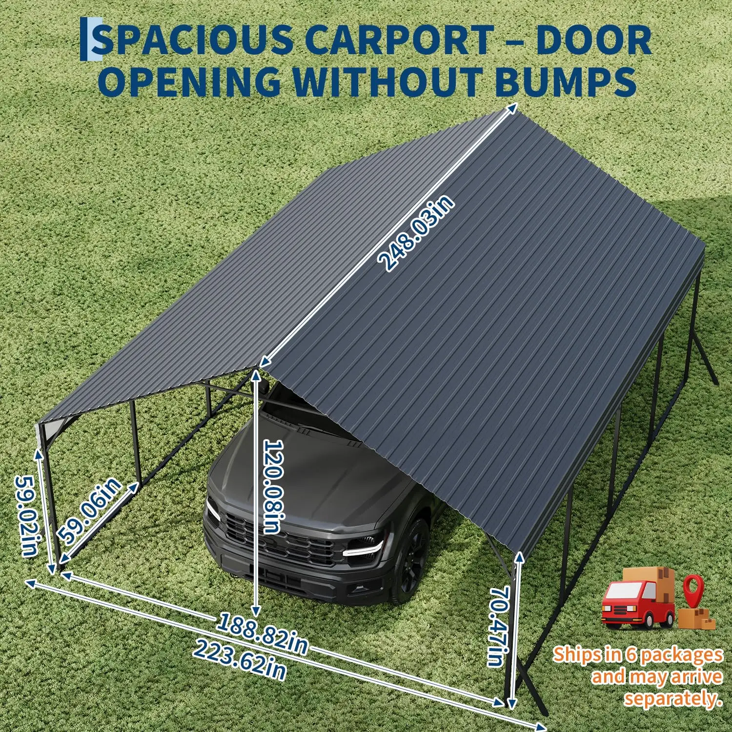 Heavy Duty 16x21 ft Metal Carport with Galvanized Steel Frame, Rust & Weather Resistant Outdoor Vehicle Shelter for Cars, Boats & Multi-Purpose Storage