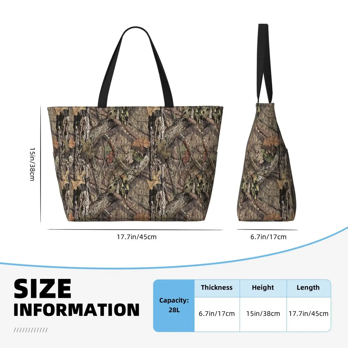 Real Tree Camouflage Beach Tote Bag Sport Gym Yoga Duffle Large Tote Bag Women Travel Bag Fitness bag