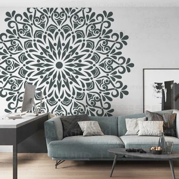 Boyama için 160cm - 240cm duvar Stencil dekor alçı şablon Larges silindirler çizim büyük dev Mandala yuvarlak çiçek Lotus S244