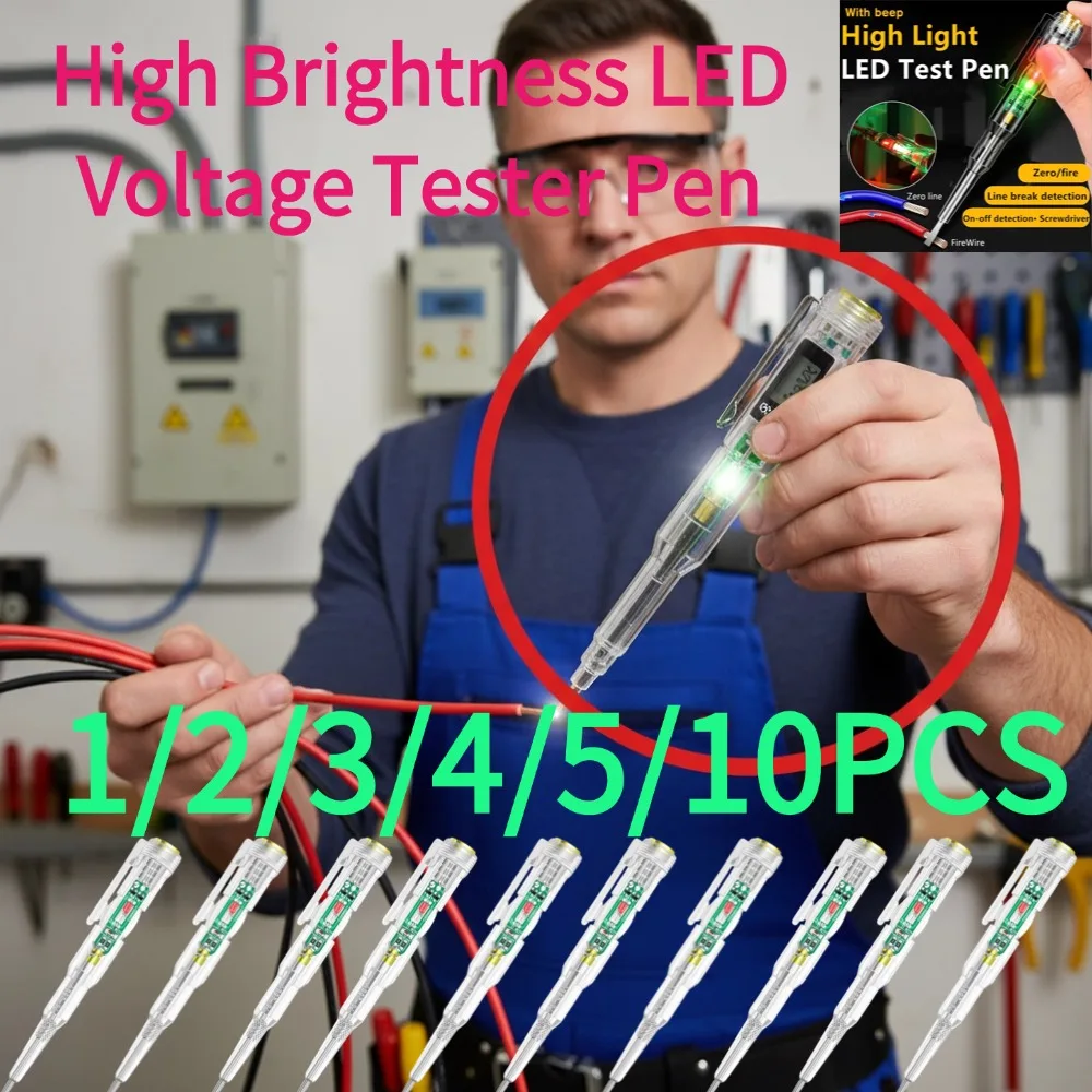 

1-10 шт. 70-250В LED-тестер напряжения с высокой яркостью, ручка-детектор целостности цепи и обрыва проводки, многофункциональный электрический тестер-ручка