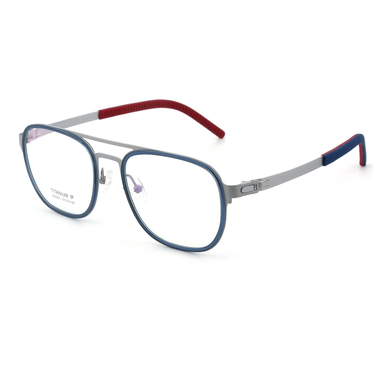 Belight Optical Screwless Design Soft Non-skid Rubber End Tip Pilot Shape Men Titanium Alloy Eyeglasses Spectacle Frame