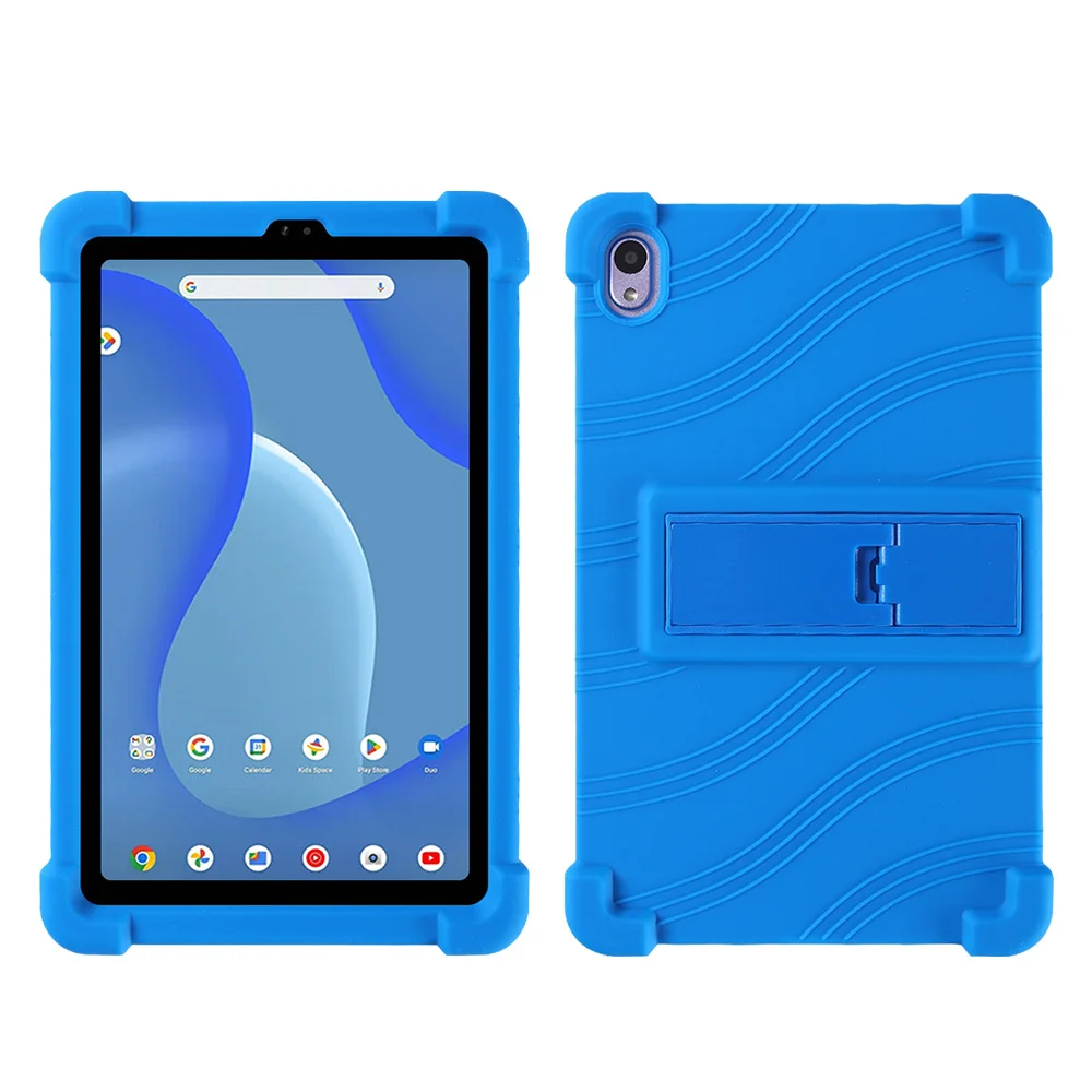 

For Walmart Onn 7 inch Tablet Gen 4 (2024) Silicone Case with Kickstand Rugged Protective Cover - Dark Blue