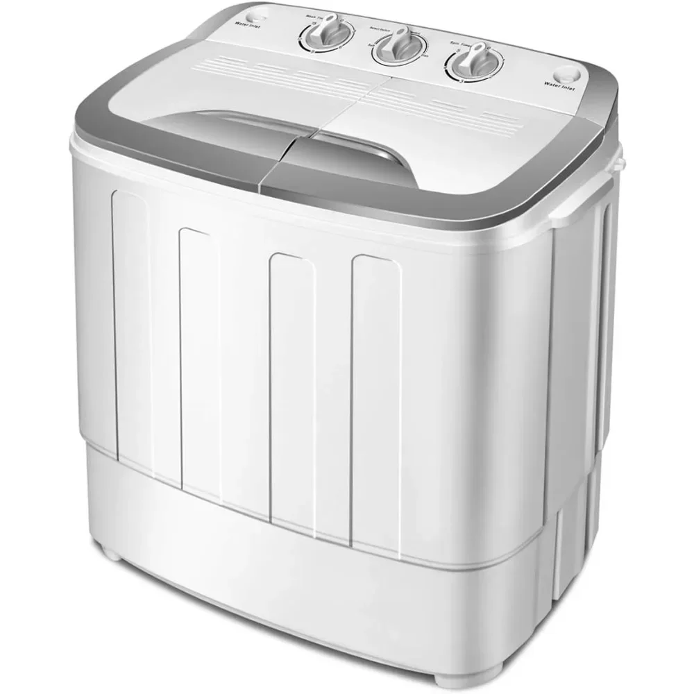 Portable Clothes Washing Machines, 13lbs Washer and Spinner Combo, Semi-Automatic Laundry Machine, Twin Tub Mini Washer Machine