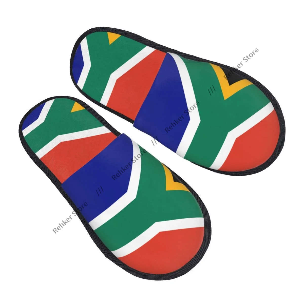 Winter Warm Women Men Plush Flat Indoor Slippers South Africa Flag Furry Home Non-slip Shoes