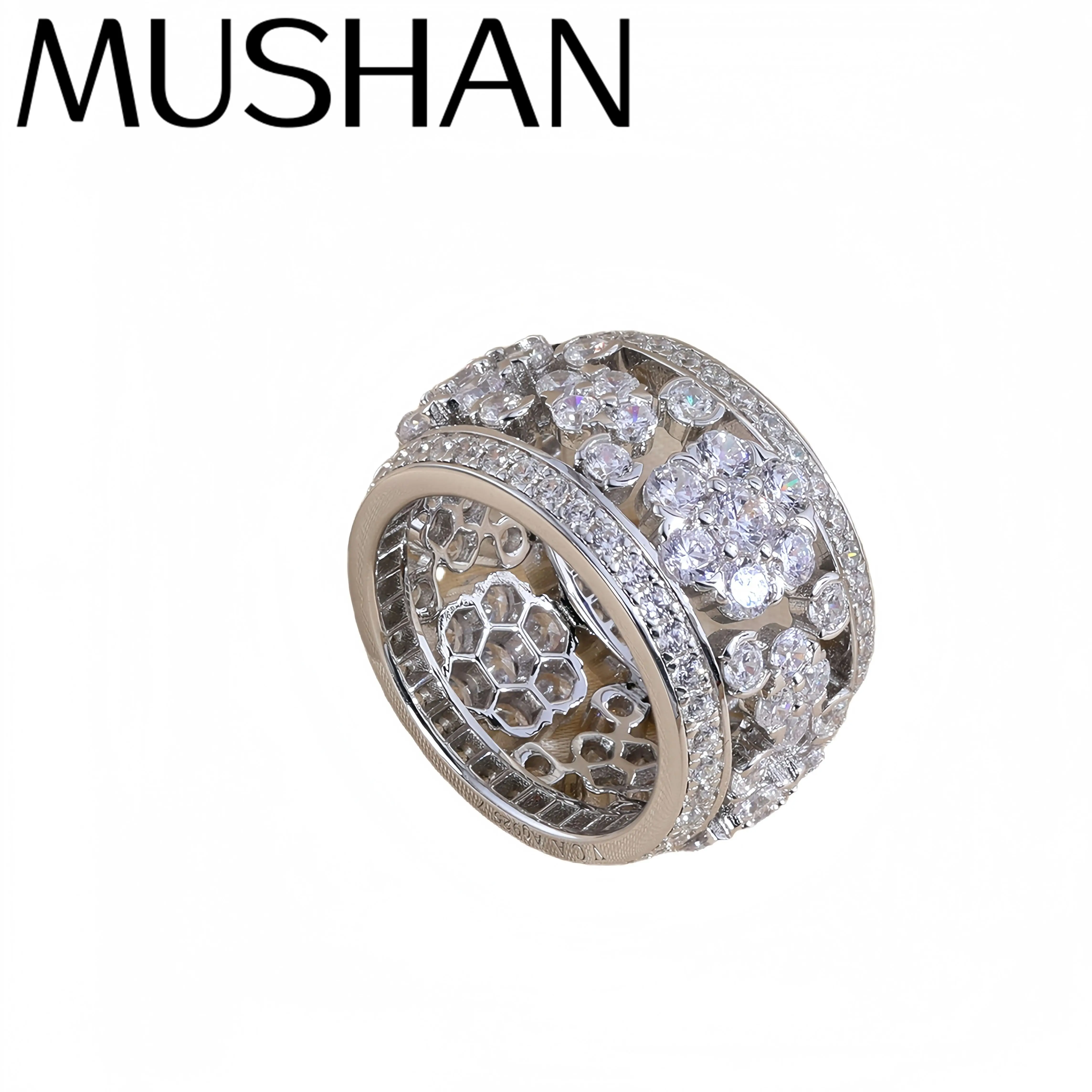 

Mushan Luxury Brand Snow Flake Flower Zircon Ring 925 Sterling Silver Rings Fashion Jewelry Accessories
