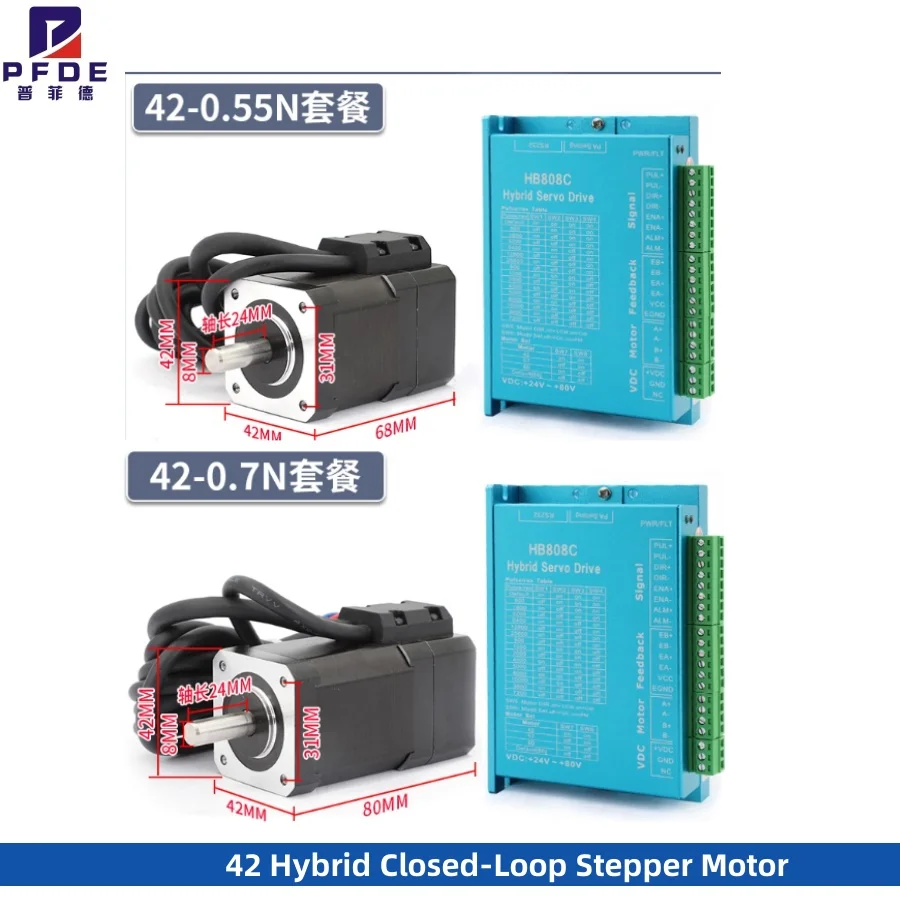 

Серводвигатель 42 Гибридный шаговый двигатель с замкнутым контуром 0,55 нм 0,7 нм HB808C Драйвер 2-фазный Nema 17 Электрическое оборудование Оптовая сигнализация