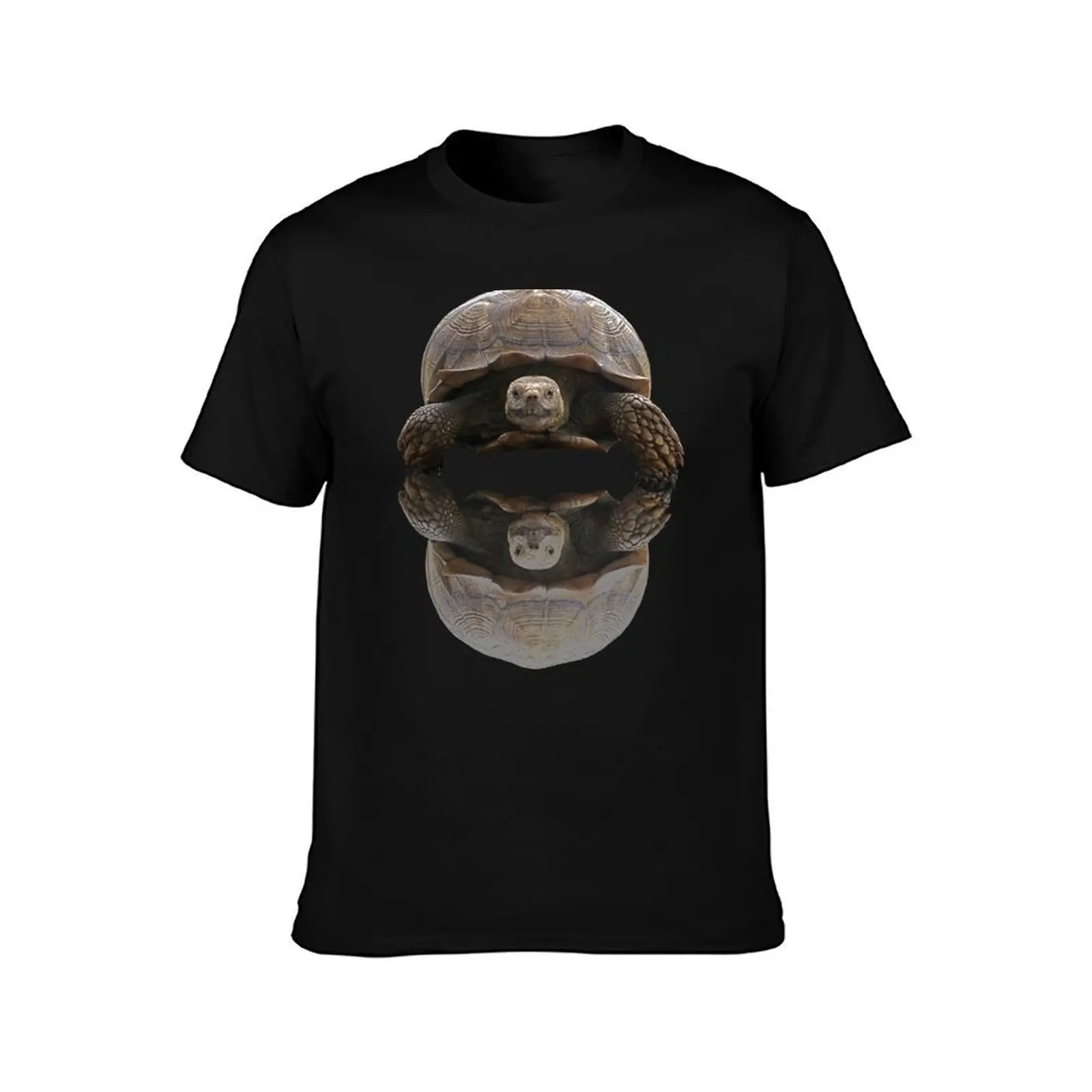 Sulcata Tortoise with Reflection T-Shirt, Summer Casual Cotton Tee, Oversized Streetwear Tops, Vintage Graphic Print