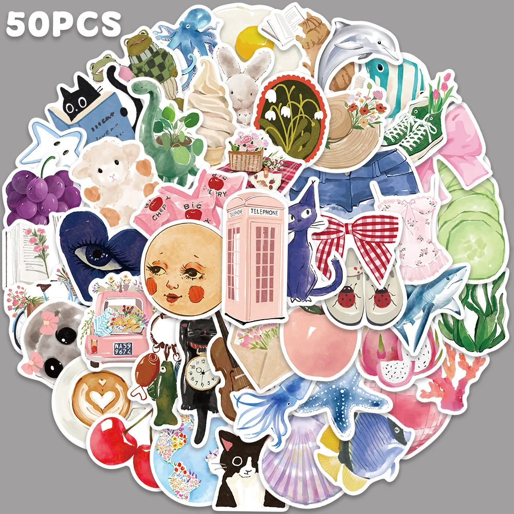 50 Uds. De pegatinas coloridas para diario, calcomanía de Graffiti para teléfono, nevera, armario, billetera, mochila, sobre, etiqueta decorativa