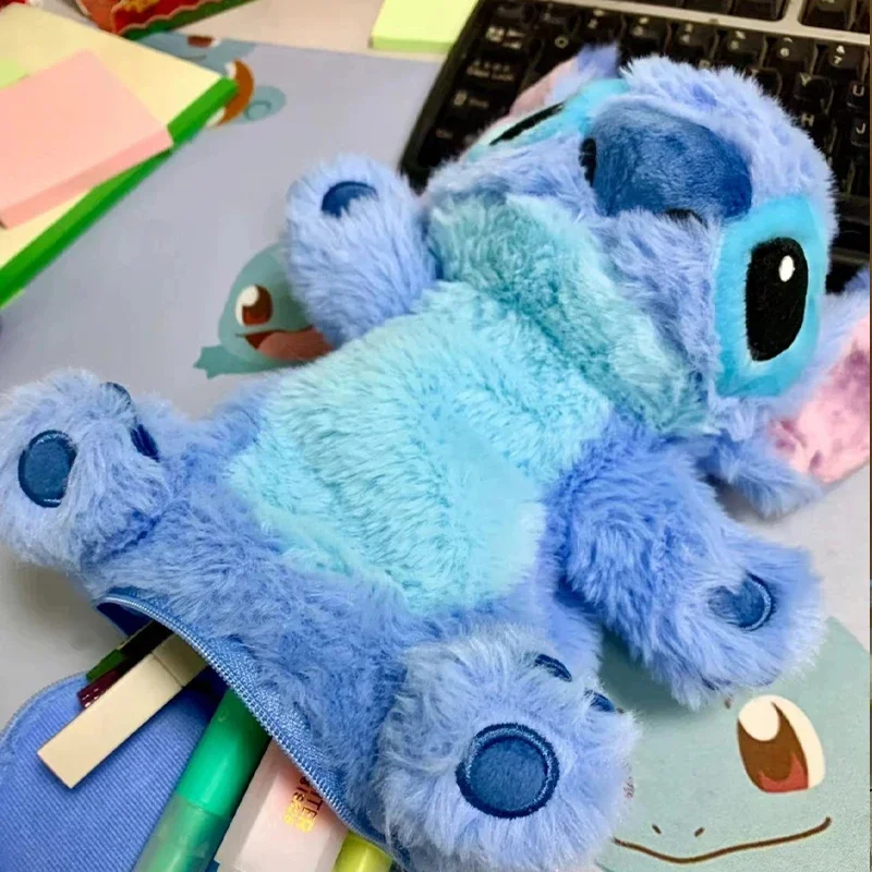 20CM Disney Lilo & Stitch Pencil Box Anime Plush Toy Lovely Stitch Hand Puppet Desktop storage Children's Birthday Creative Gift