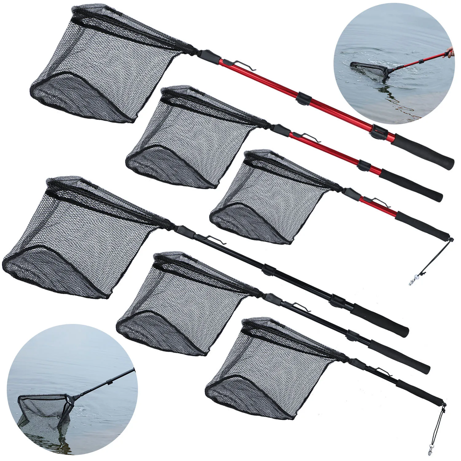 Sougayilang Fishing Tool Net Fishing trackle 75/95/115cm Portable Retractable Folding Fishing Net for Bass Carp Trout Fishing