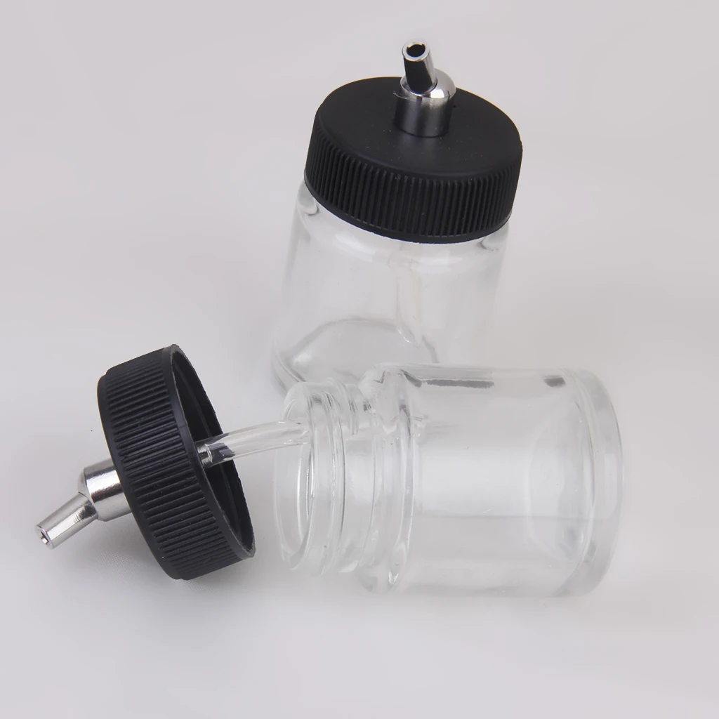 20pcs Mixed /4oz Glass Airbrush Bottles Jars Siphon Feed Lid