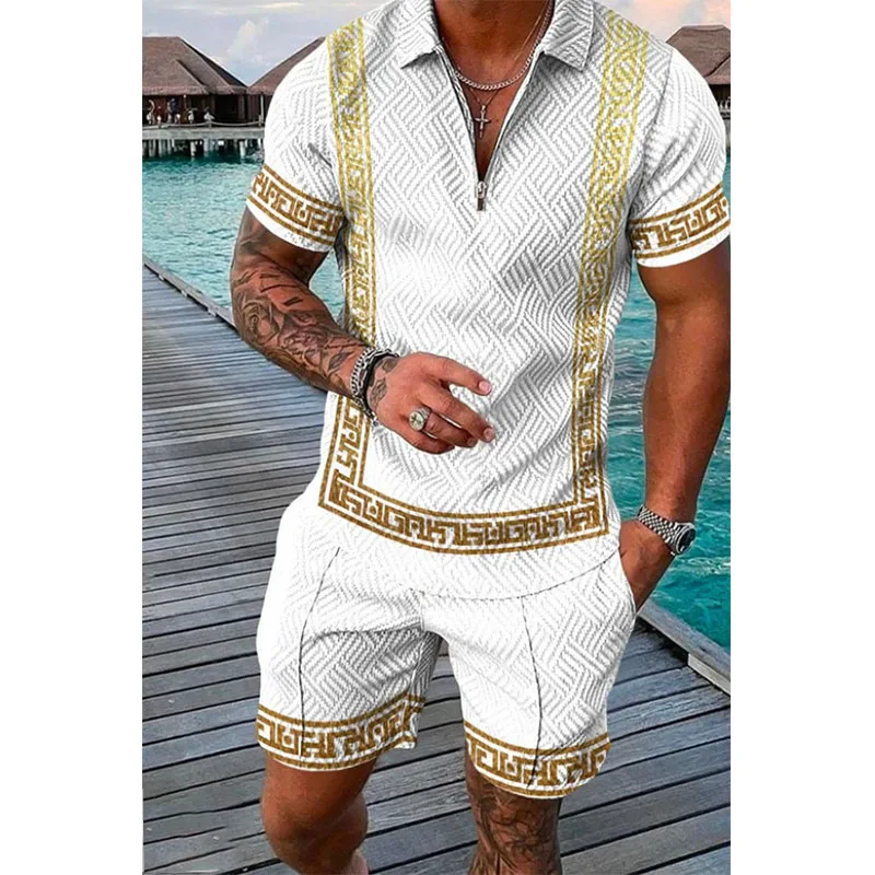 Polo T Shirt for Men Summer Shorts Casual 2 Piece tracksuit Sets 3D Print Men\'s Social Shirt Luxury Fashion Man Clothing