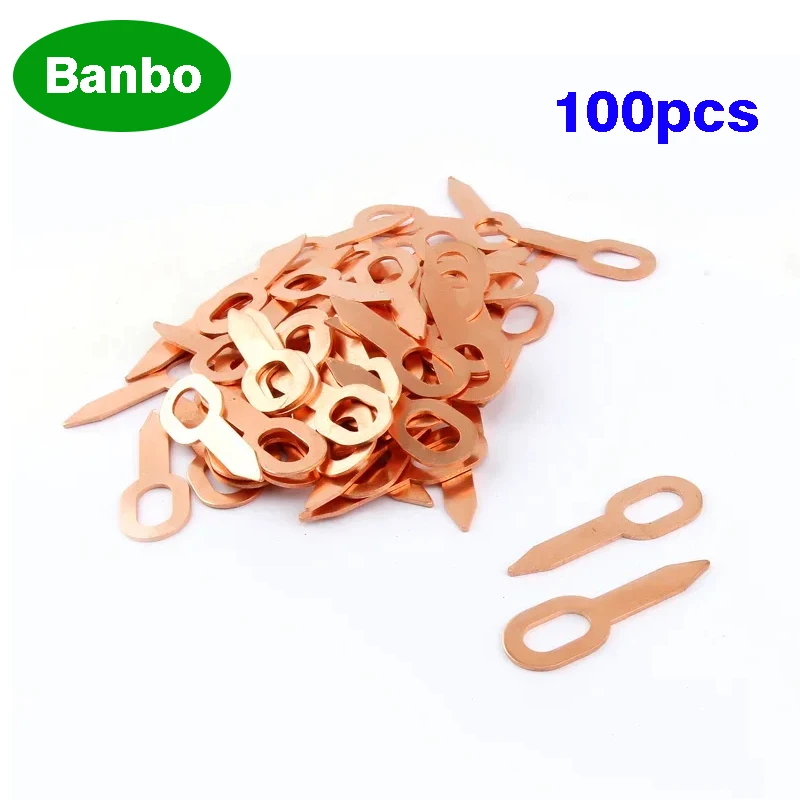 

100Pcs Key Shape Copper Ring Welding Kit Accessories Dent Pulling Rings Hook Washer Pull Hammer Kit